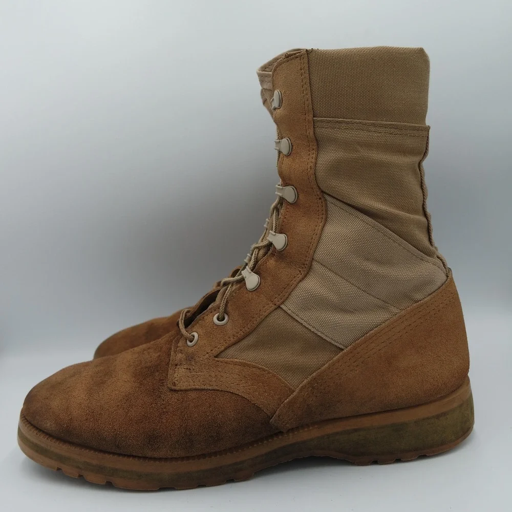 US ARMY 90s Desert Tan Hot Weather Combat Boots Vibram Suede Leather Mens 11
